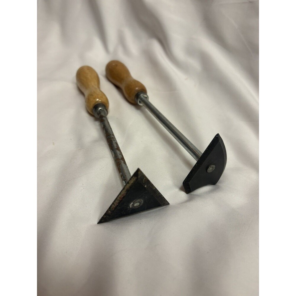 2 Vintage Shave Hook Fettling Tools Wood Clay Sculpting Carving Wood Handles